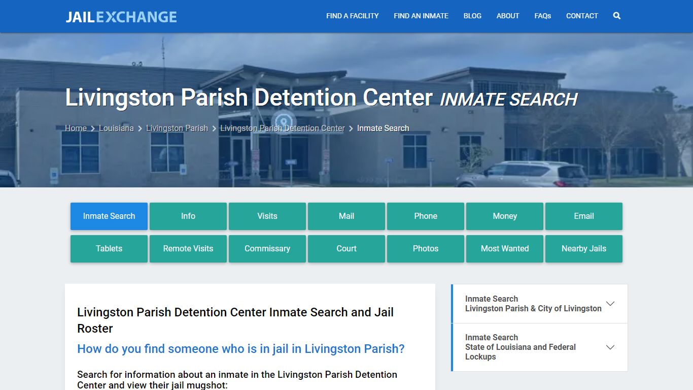 Livingston Parish Detention Center Inmate Search - Jail Exchange