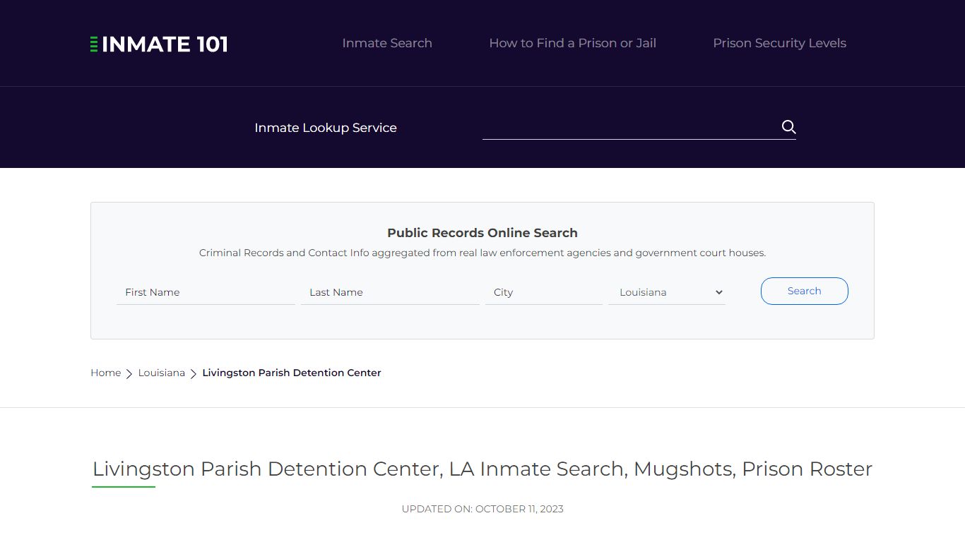 Livingston Parish Detention Center, LA Inmate Search, Mugshots, Prison ...